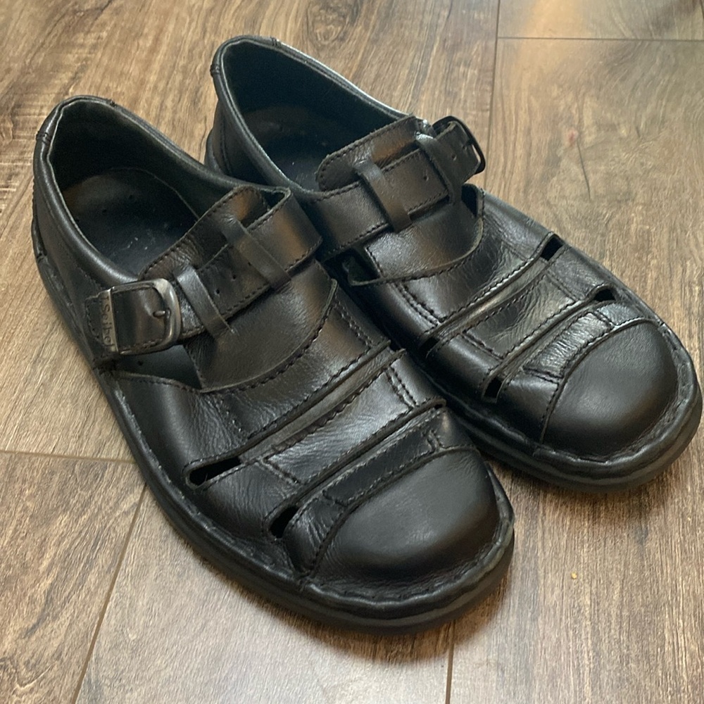 Josef Seibel Black Leather Fisherman Sandal Size 42